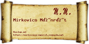 Mirkovics Ménrót névjegykártya